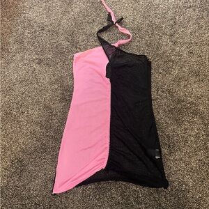 Pink and Black Mesh Halter Going Out Top Rave Festival